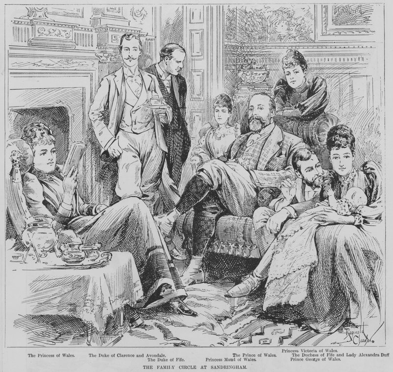 Prinsen og prinsessen af Wales og medlemmer af deres familie i Sandringham, Norfolk af Reginald Thomas Cleaver
