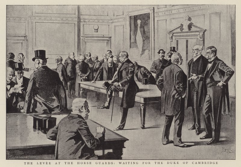 Dæmningen ved Horse Guards, der venter på hertugen af Cambridge (litografi) af Reginald Thomas Cleaver