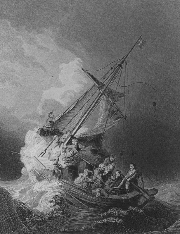 Kristus i stormen (gravering) af Rembrandt Harmensz. van Rijn (after)