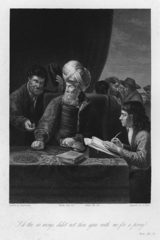 Vingårdens Herre, Matthæus XX af Rembrandt Harmensz. van Rijn (after)
