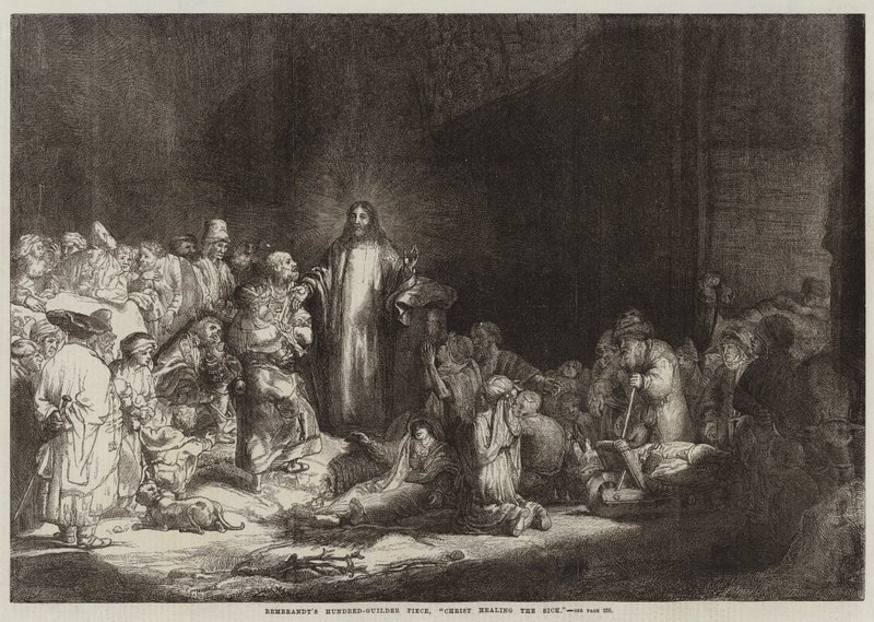 Rembrandts hundrede bygningsmaleri, Kristus helbreder de syge af Rembrandt van Rijn