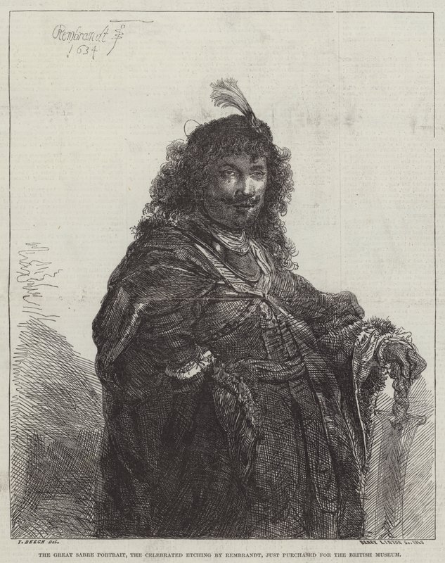 Det store sabelportræt, den fejrede radering af Rembrandt van Rijn