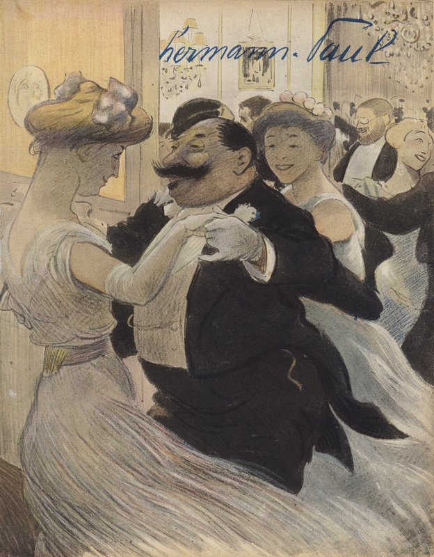 Selskabsdans (farve litho) af Rene George Hermann Paul