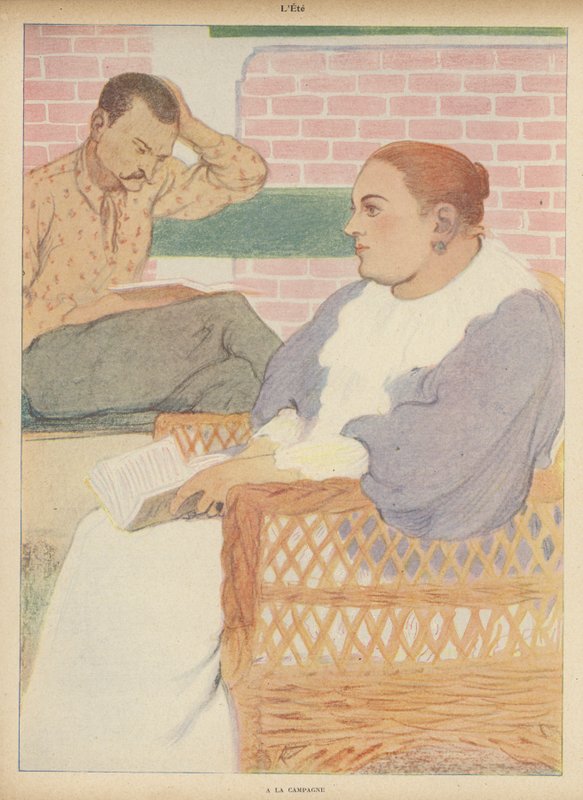 Sommer: på landet (farve litho) af Rene George Hermann Paul