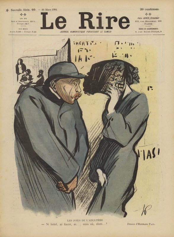 Glæderne ved utroskab. Illustration til Le Rire af Rene George Hermann Paul