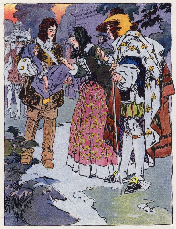 En elev fra Saint-Cyr under Louis XIV (farve litho) af Rene Vincent