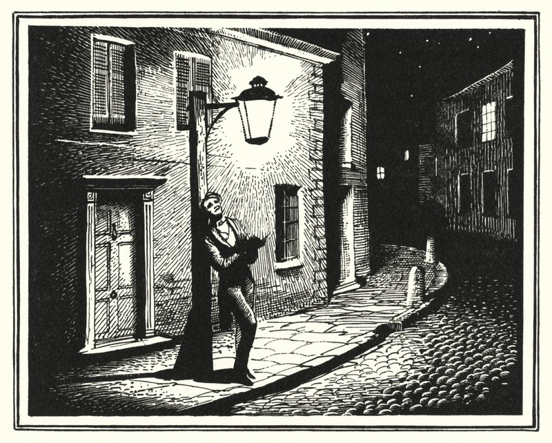 HC Andersen: Den gamle gadelygte (litho) af Rex (after) Whistler