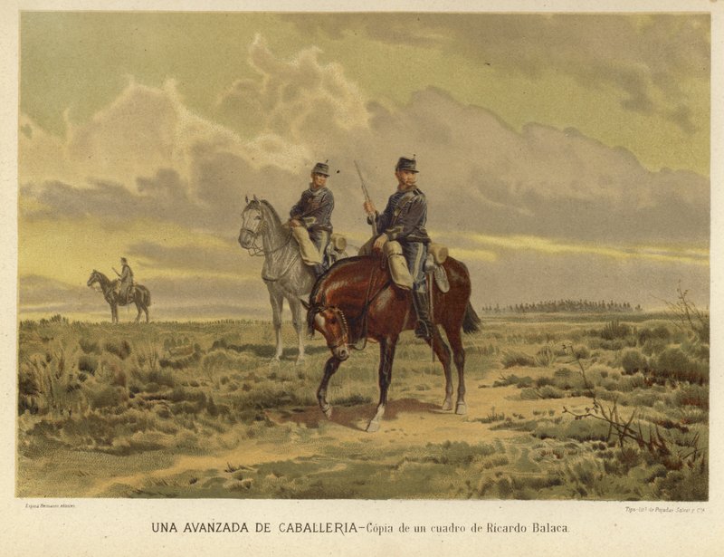 En forpost for kavaleriet (chromolitho) af Ricardo Balaca y Canseco