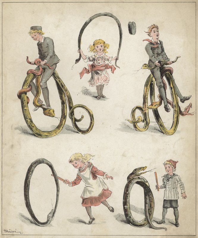 Spil med slanger (chromolitho) af Richard Andre