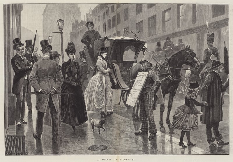 Et brusebad i Piccadilly af Richard Caton Woodville junior