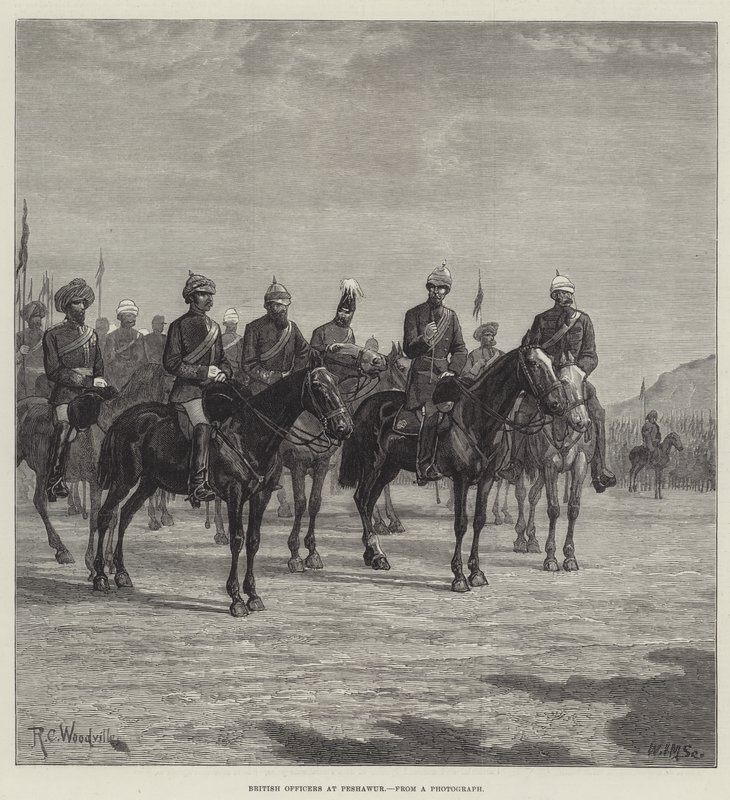 Britiske officerer ved Peshawur af Richard Caton Woodville junior