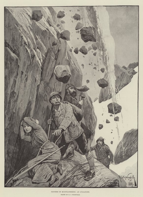 Farer ved bjergbestigning, en lavine af Richard Caton Woodville junior