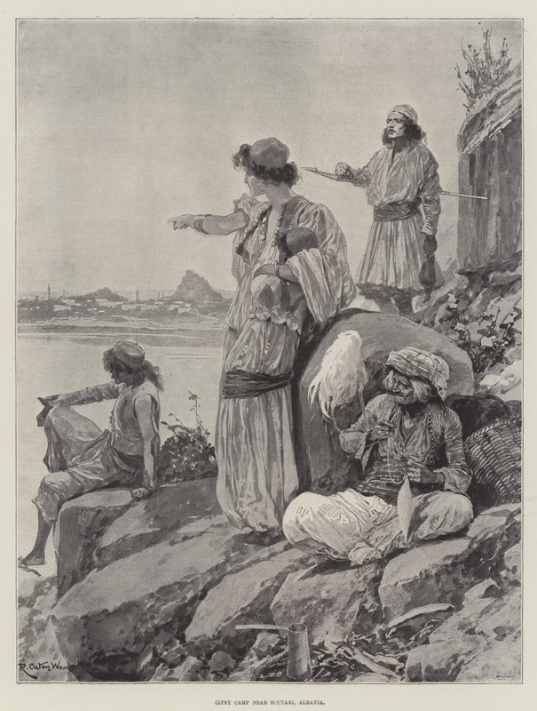 Gipsy Camp nær Scutari, Albanien af Richard Caton Woodville junior