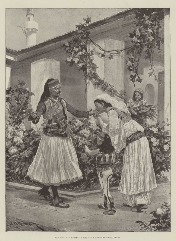 Hendes herre og herre, en scene i et nordalbansk hus af Richard Caton Woodville junior