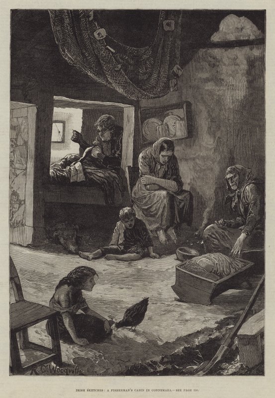Irish Sketches, en fiskerhytte i Connemara af Richard Caton Woodville junior