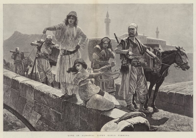 Livet i Albanien, fiskeri af Gipsy Girls af Richard Caton Woodville junior