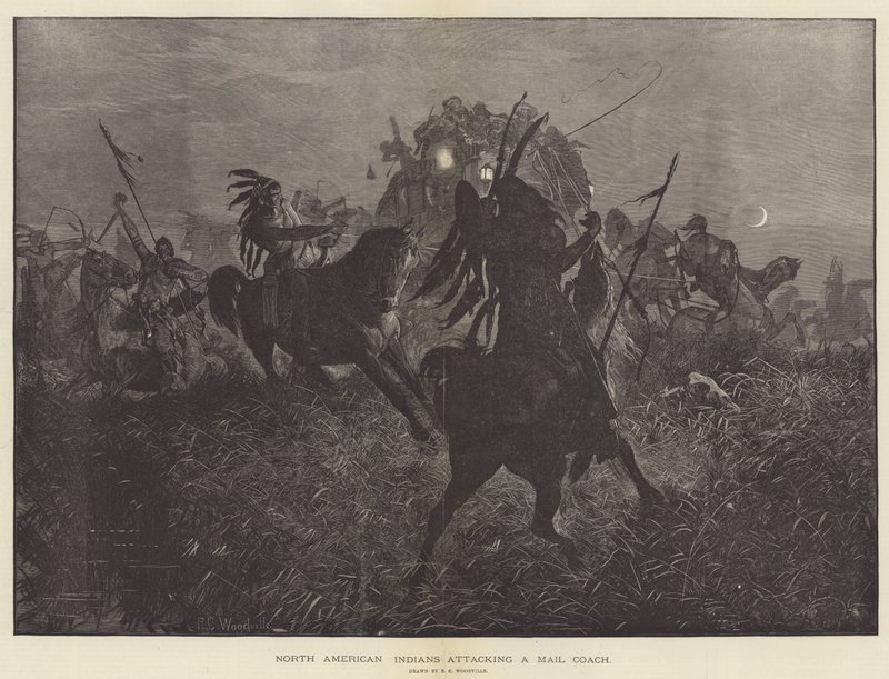 Nordamerikanske indianere angriber en posttræner af Richard Caton Woodville junior