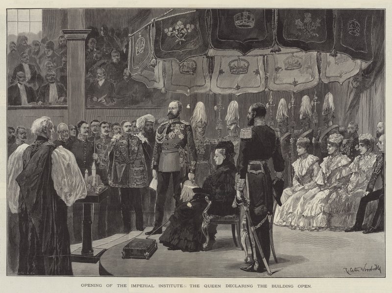 Åbning af Imperial Institute, dronningen erklærer bygningen for åben af Richard Caton Woodville junior