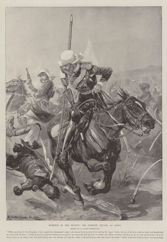 Roberts i mytteriet, hans Narrow Escape ved Agra af Richard Caton Woodville junior