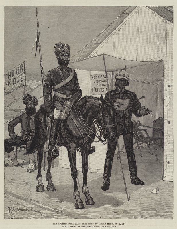 Den afghanske krig, Camp Orderlies ved Meean Meer, Punjaub af Richard Caton Woodville junior