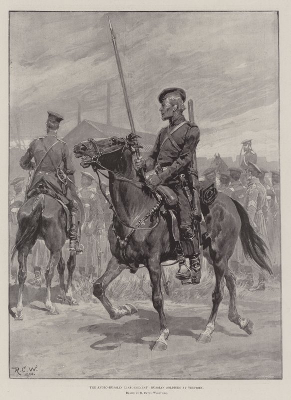 Den anglo-russiske uenighed, russiske soldater ved Tientsin af Richard Caton Woodville junior