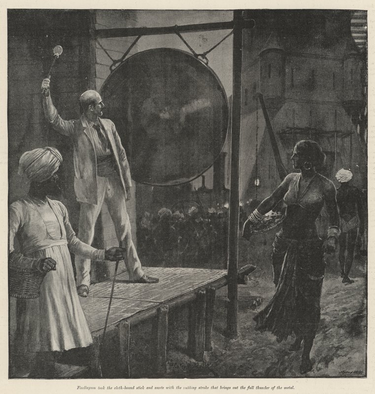 The Bridge Builders, af Rudyard Kipling litho af Richard Caton Woodville junior