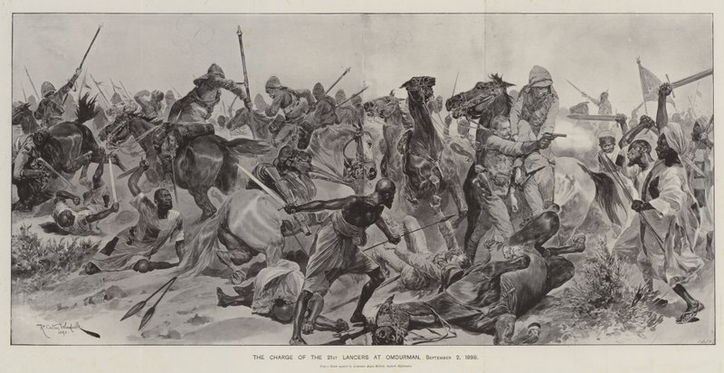 Anklagen for den 21. Lancer ved Omdurman, 2. september 1898 af Richard Caton Woodville junior