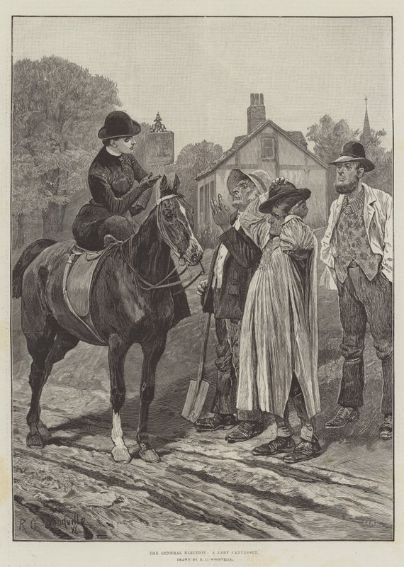 Folketingsvalget, en dame Canvasser af Richard Caton Woodville junior