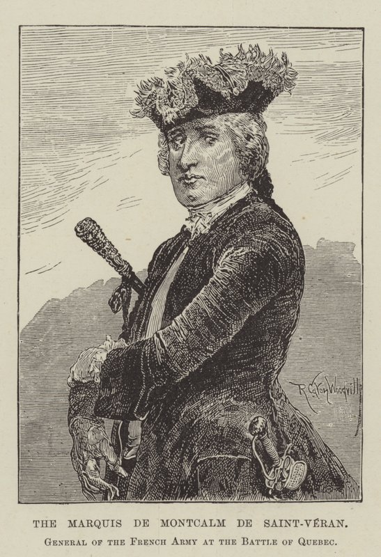 Marquis de Montcalm de Saint-Veran, general for den franske hær i slaget ved Quebec af Richard Caton Woodville junior