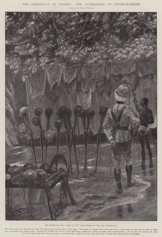 Åbningen af Nigeria, undertrykkelsen af fetich-tilbedelse af Richard Caton Woodville junior