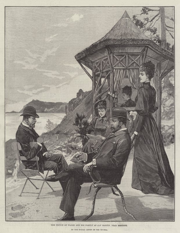 Prinsen af Wales og hans familie på Cap Martin, nær Mentone af Richard Caton Woodville junior