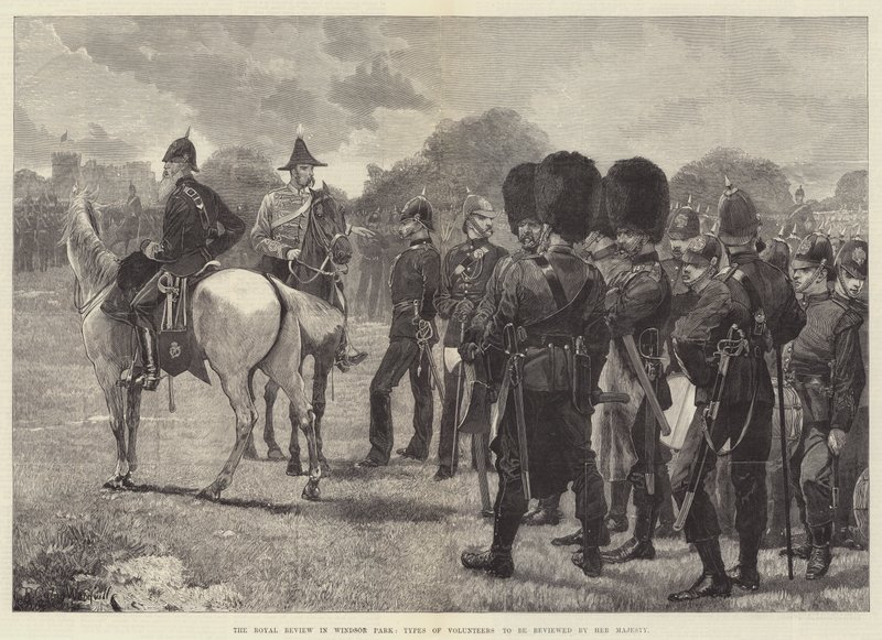 The Royal Review in Windsor Park, Typer af frivillige, der skal anmeldes af Hendes Majestæt af Richard Caton Woodville junior