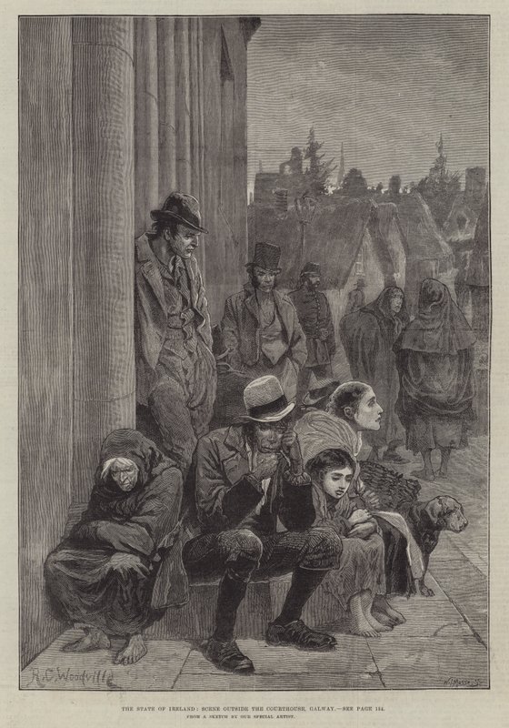 Staten i Irland, scene uden for retsbygningen, Galway af Richard Caton Woodville junior
