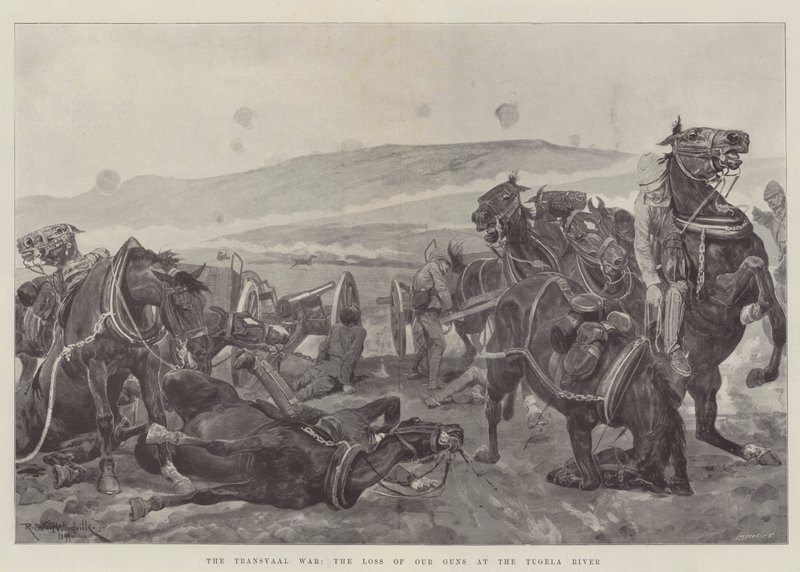 Transvaal-krigen, tabet af vores våben ved Tugela-floden af Richard Caton Woodville junior