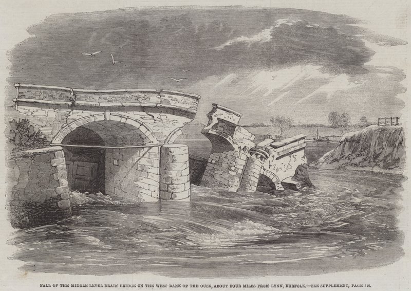 Fall of the Middle Level Drain Bridge på Vestbredden af Ouse, omkring fire mil fra Lynn, Norfolk af Richard Principal Leitch