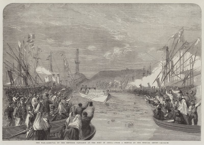 Krigen, kejser Napoleons ankomst til havnen i Genova af Richard Principal Leitch
