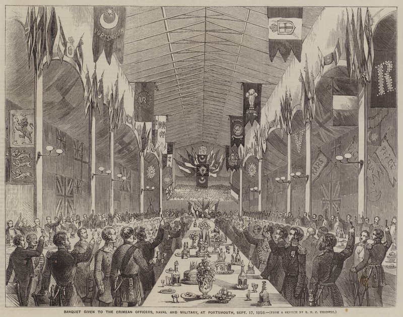 Banket givet til Krim-officererne, flåde og militær, i Portsmouth, 17. september 1856 af Richard Ubsdell