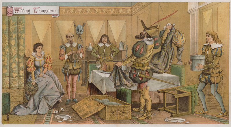 Illustration til "Spidsmusens tæmmelse" (chromolitho) af Richard Andre
