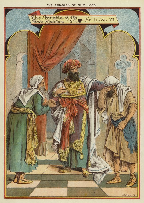 Kristi lignelser: lignelsen om de to skyldnere (chromolitho) af Richard Andre