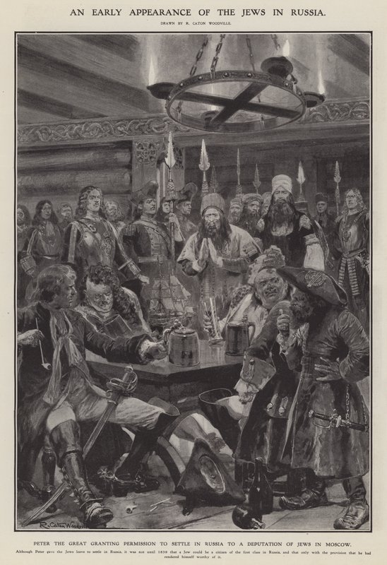 En tidlig optræden af jøderne i Rusland (litho) af Richard Caton II (after) Woodville