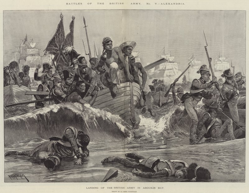 Slag af den britiske hær, Alexandria (gravering) af Richard Caton II (after) Woodville
