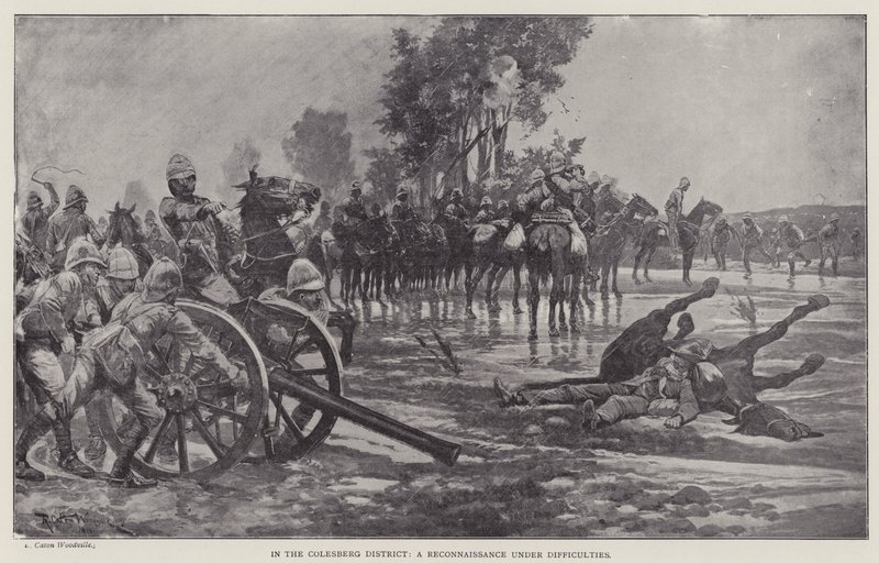 I Colesberg-distriktet, en rekognoscering under vanskeligheder (litho) af Richard Caton II (after) Woodville