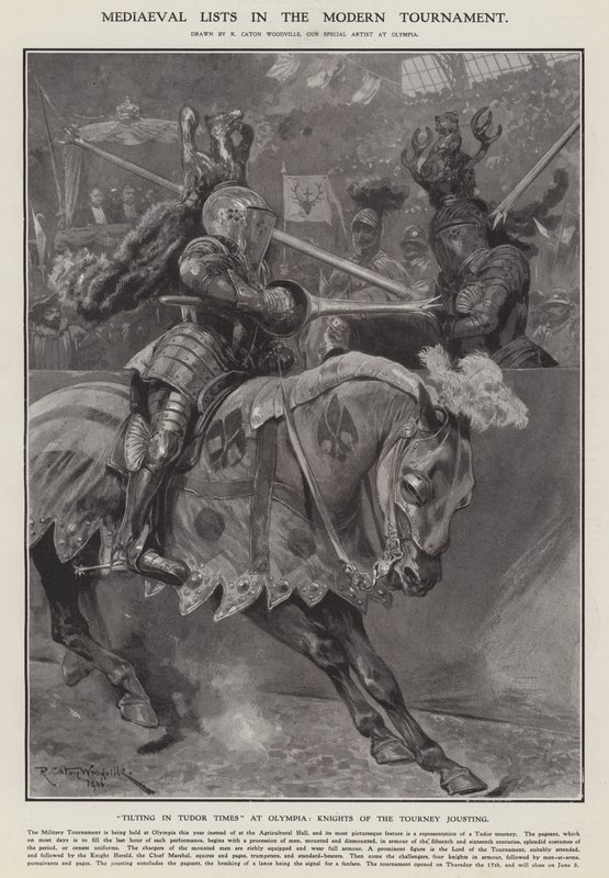 Middelalderlister i den moderne turnering (litho) af Richard Caton II (after) Woodville