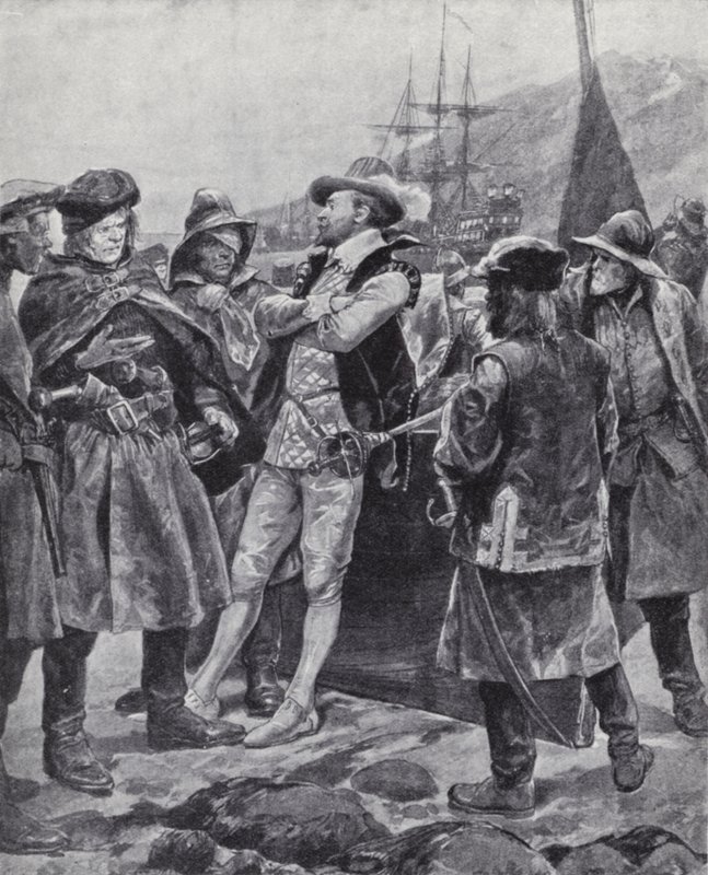 Sir Humphrey Gilbert opdager Newfoundland af Richard Caton II (after) Woodville
