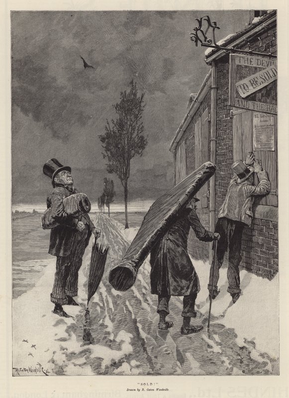 Solgt! (gravering) af Richard Caton II (after) Woodville
