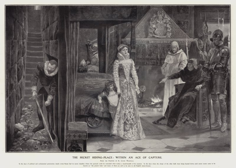 Det hemmelige gemmested: inden for et fange-es (litho) af Richard Caton II (after) Woodville