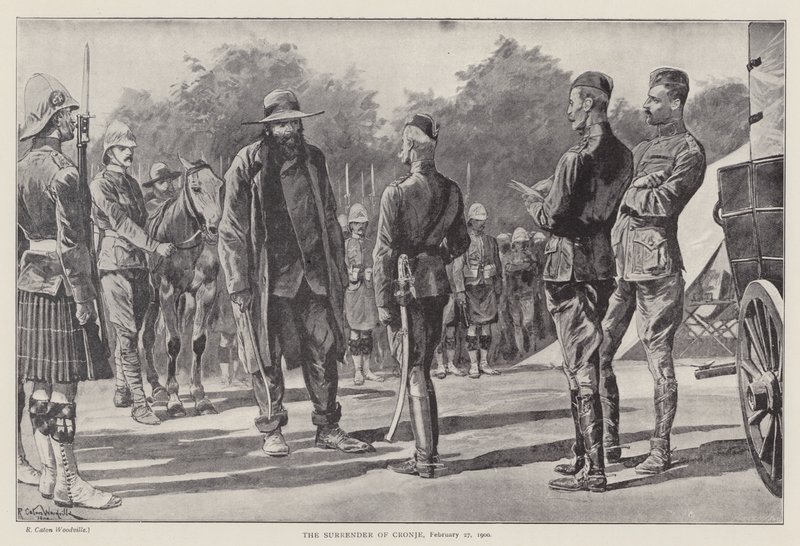 Overgivelsen af Cronje, 27. februar 1900 (litho) af Richard Caton II (after) Woodville