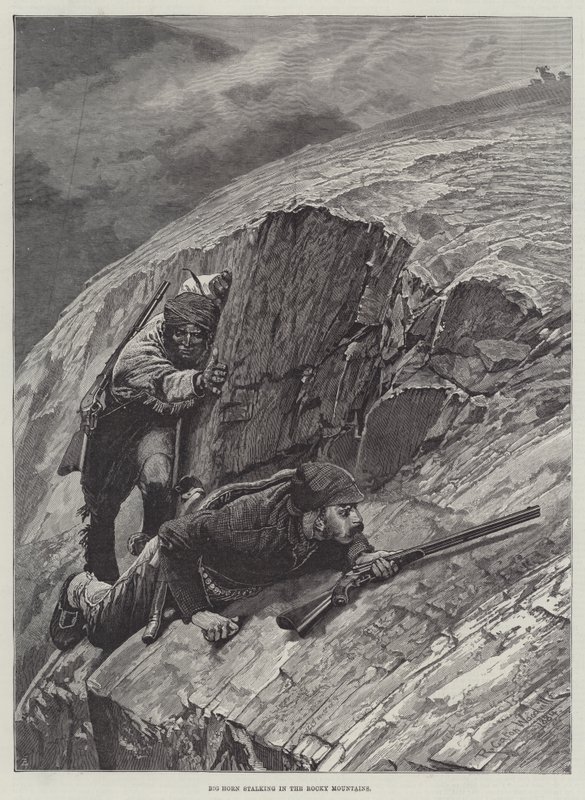 Big Horn Stalking i Rocky Mountains af Richard Caton Woodville junior