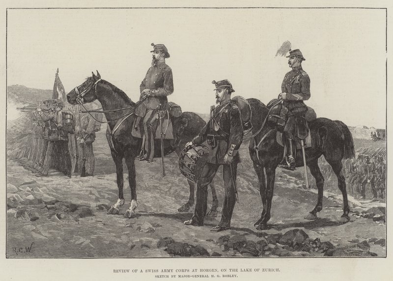 Gennemgang af et schweizisk hærkorps ved Horgen ved Zürich-søen af Richard Caton Woodville junior