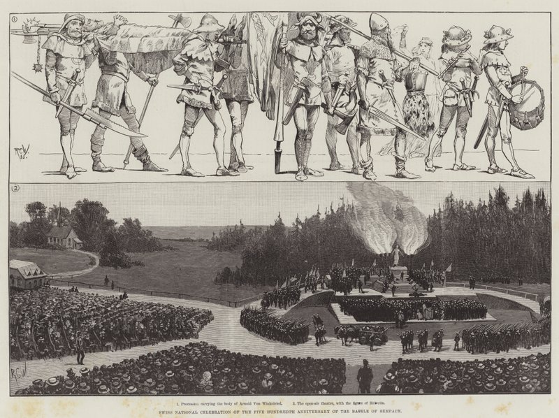 Schweizisk national fejring af 500-året for slaget ved Sempach af Richard Caton Woodville junior